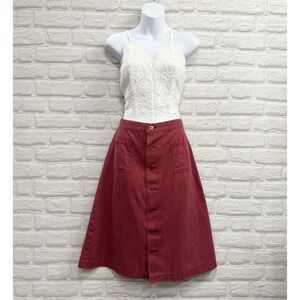 Vtg Wrangler Button front A-line Midi Skirt 13/14 Misses Pockets South Western